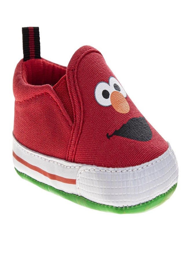 Sesame Street Infant Shoes Cookie Monster, Elmo & Abby First Walker Sneakers Canvas Shoes for Baby Boys and Girls (Size 2-4 Infant), Red, 2 Infant