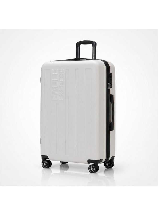 Eagle Express Venture 28 Inch Large Luggage White, ABS Hard Shell Check-In Trolley Suitcase with Lightweight Travel Design, 360 Spinner Wheels, Secure Lock System and 2 Year Warranty - Image 1