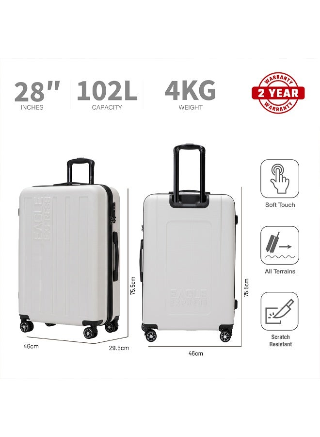 Eagle Express Venture 28 Inch Large Luggage White, ABS Hard Shell Check-In Trolley Suitcase with Lightweight Travel Design, 360 Spinner Wheels, Secure Lock System and 2 Year Warranty - Image 3