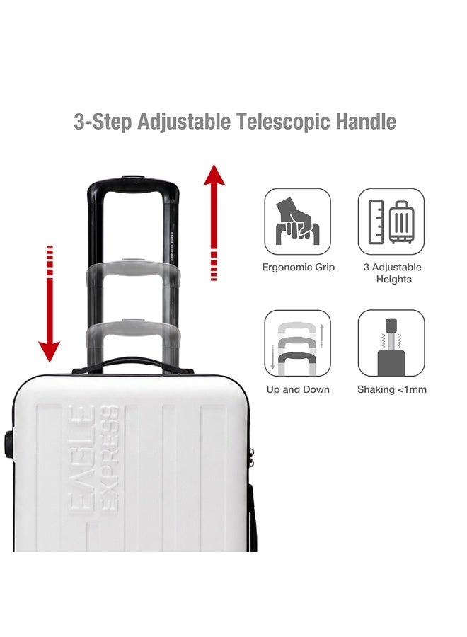 Eagle Express Venture 28 Inch Large Luggage White, ABS Hard Shell Check-In Trolley Suitcase with Lightweight Travel Design, 360 Spinner Wheels, Secure Lock System and 2 Year Warranty - Image 4