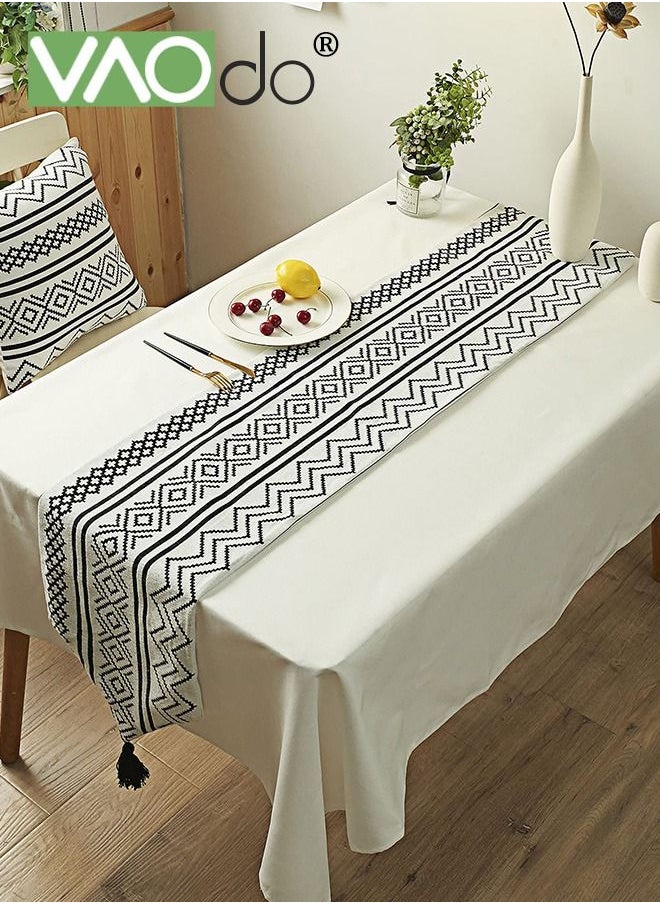 VAOdo Chenille Material Table Runner Simple Geometric Lines Versatile Table Runner Suitable for Wedding Home Restaurant Etc 33*180CM  - Image 1