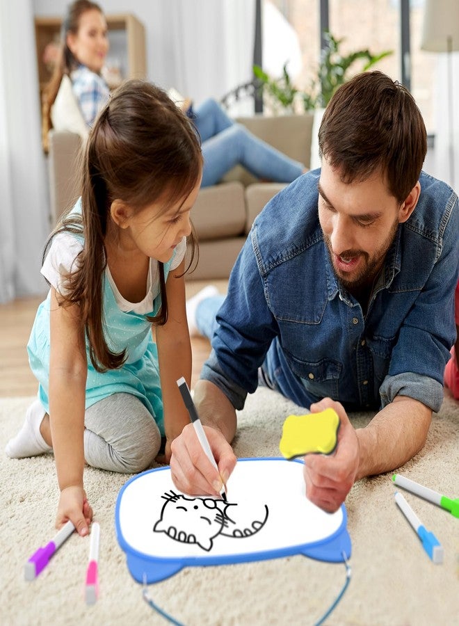 ALL SUMMER لوحة بيضاء صغيرة، لوحة بيضاء صغيرة مقاس 12 × 9 مع 5 أقلام سبورة جافة، لوحة محمولة مزدوجة الجوانب مع خطوط، لوحة بيضاء صغيرة معلقة للمكتب (أزرق) - Image 4
