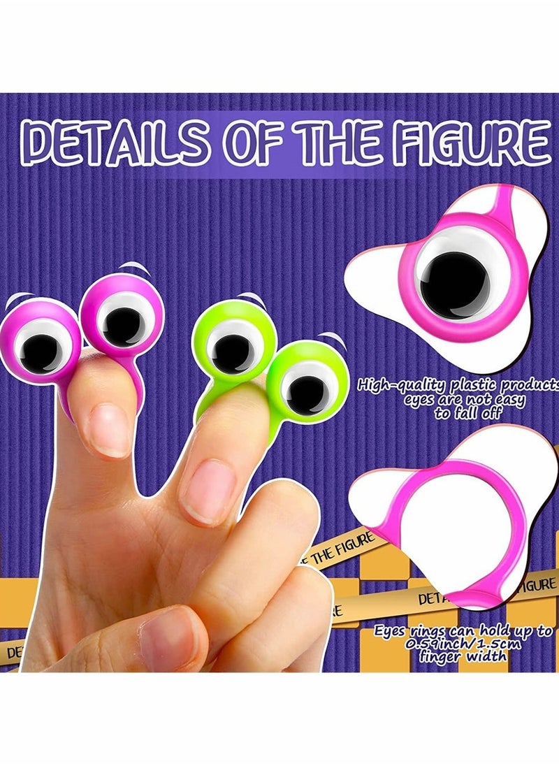 Excefore 64 Pieces Eye Finger Puppets, Googly Eye on Ring Wiggly Eyeball Finger Puppet Rings, Classroom Exchange and Prize Supplies Party Favor Toys for Kids, Funny Novelty Eyeball Ring (6 Colors)  - Image 2