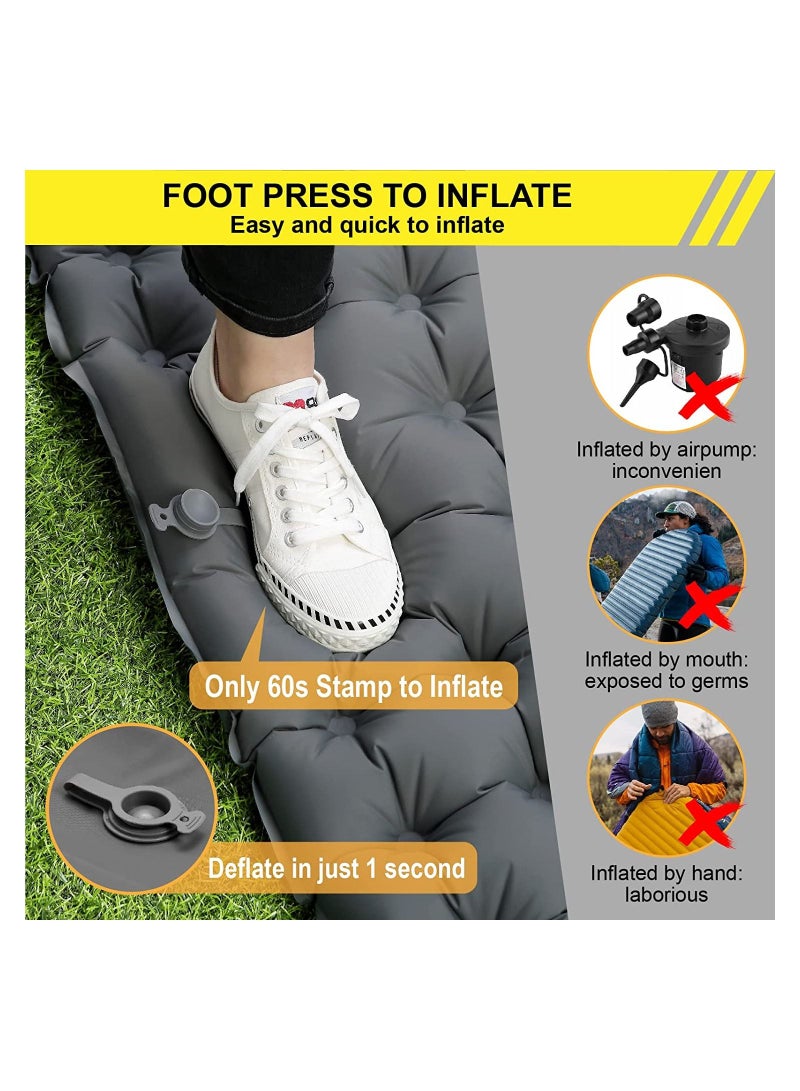 Double Sleeping Pad for Camping Inflatable 2 Person Sleeping Mat with Built-in Pump Foot Press Ultralight Extra Thick Camping Mat with Pillow for Backpacking Traveling Hiking Durable Waterproof - Image 3