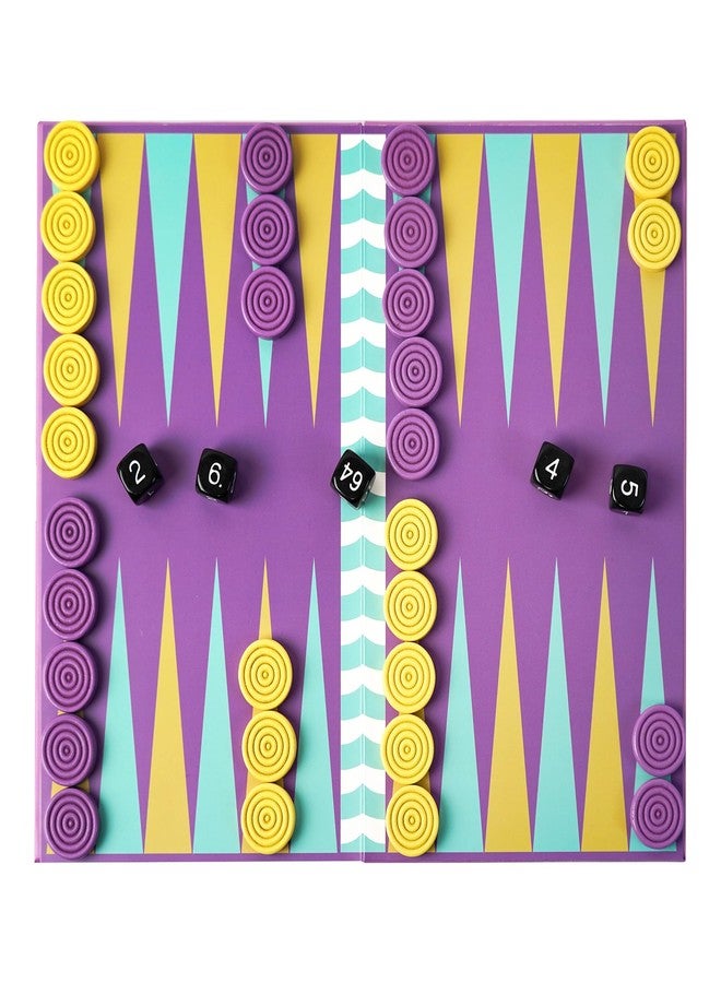 YOBRO Portable Colorful Backgammon Set,Portable Folding Board with 30 Colorful Wooden Pieces & Storage Drawer,Travel & Family Game Night,Ages 12+ - Image 2