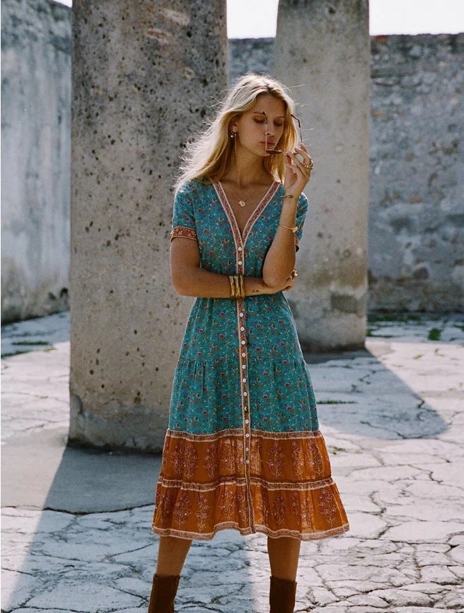 Bohemian Printed Maxi Dress Long Flowy Dress - Image 3