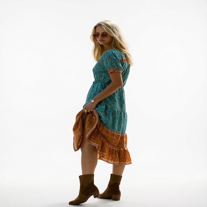 Bohemian Printed Maxi Dress Long Flowy Dress - Image 2