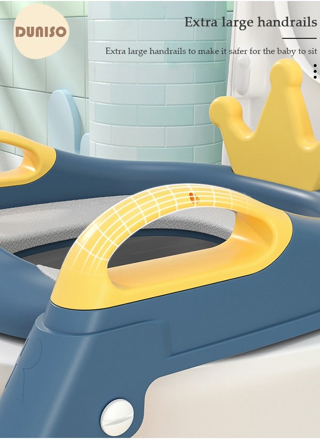 DUNISO - Kids' Potty Training Toilet Seat , Toddler Toilet Seat With Step Stool Ladder, Foldable Toddler Potty Seat For Toilet With Non-Slip Design, Adjustable Height For Baby Kids 2 To 5 Years Boys Girls Lemon Yellow Hard - Image 1