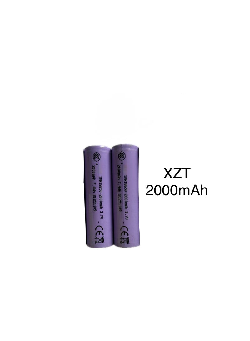 XZT Battery XZT 18650 Rechargeable 2000mAh – Lithium-Ion 3.7V High Performance 2pc - Image 1
