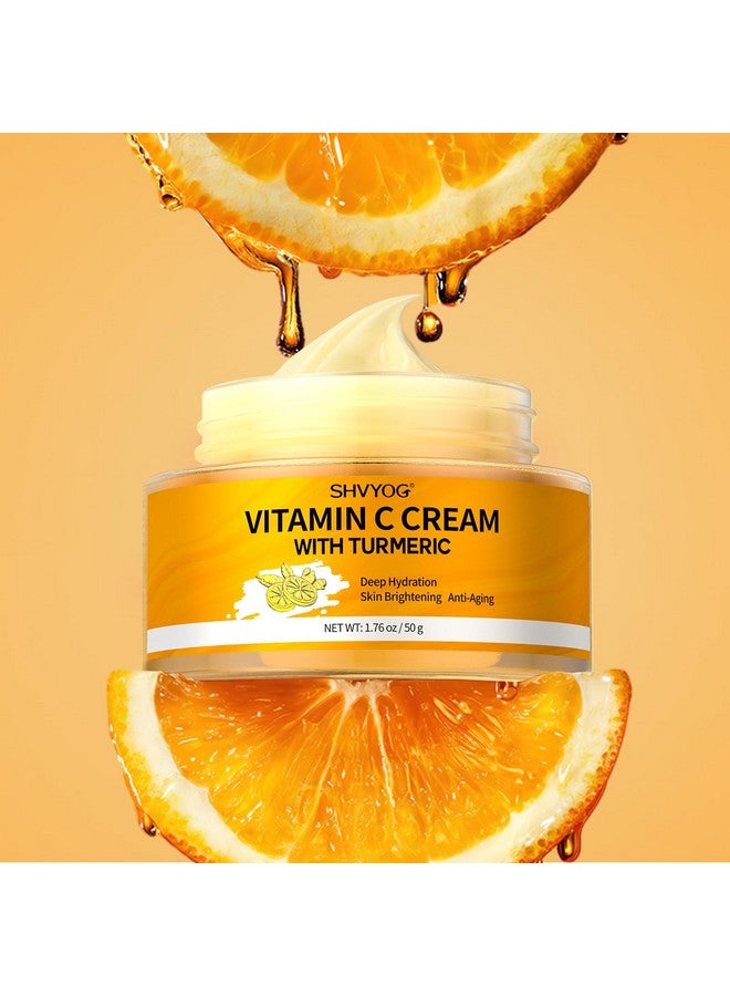 SHVYOG Vitamin C Face Moisturizer Turmeric Vitamin C Face Cream Antiaging Hydration Skin Firming & Brightening Cream For Dark Spots Wrinkles Uneven Skin Tone Vitamin C Lotion For Instant Glow 1.76 Oz  - Image 3