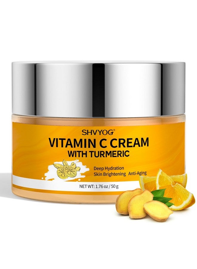 SHVYOG Vitamin C Face Moisturizer Turmeric Vitamin C Face Cream Antiaging Hydration Skin Firming & Brightening Cream For Dark Spots Wrinkles Uneven Skin Tone Vitamin C Lotion For Instant Glow 1.76 Oz  - Image 2