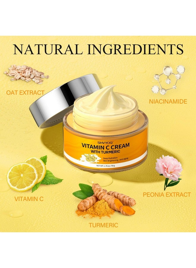 SHVYOG Vitamin C Face Moisturizer Turmeric Vitamin C Face Cream Antiaging Hydration Skin Firming & Brightening Cream For Dark Spots Wrinkles Uneven Skin Tone Vitamin C Lotion For Instant Glow 1.76 Oz  - Image 4