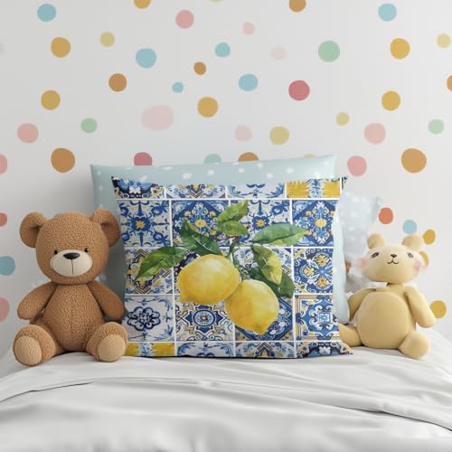CQM Secret Santa Gifts 2 PCs Italy Lemon Pillow Covers 18x18 Throw Pillow Covers, Lemon Decor Italian Gifts Pillow Cases Decorative Pillow Protectors Living Room Bedroom Home Decor for Cushion Car Bed - Image 5