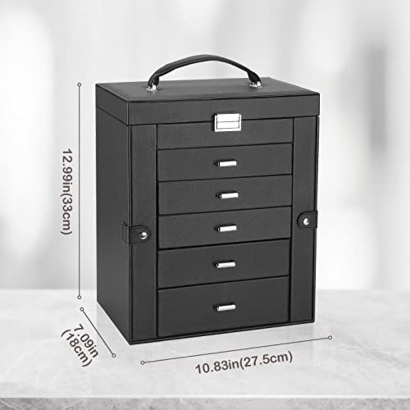 Large Jewelry Organizer Box for Women Girls, 6 Layers Storage Display Holder Case with Drawers and Dividers for Earrings Necklaces Rings Bracelets Watches -Black - Image 4