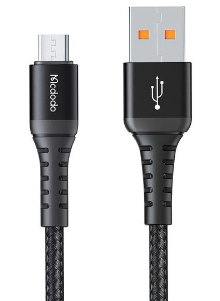 Mcdodo 2.4A Fast Charging Android Charger Cable 1m – USB Charging Data Cable for Samsung Phones, Old Android, Power Bank, Tablet – Durable Fast Sync Black - Image 1