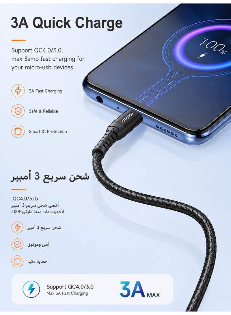 Mcdodo 2.4A Fast Charging Android Charger Cable 1m – USB Charging Data Cable for Samsung Phones, Old Android, Power Bank, Tablet – Durable Fast Sync Black - CA-2281 - Image 2