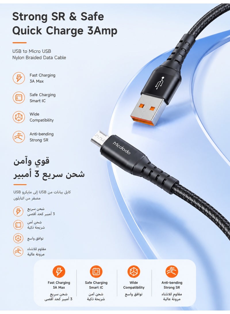 Mcdodo 2.4A Fast Charging Android Charger Cable 1m – USB Charging Data Cable for Samsung Phones, Old Android, Power Bank, Tablet – Durable Fast Sync Black - CA-2281 - Image 5
