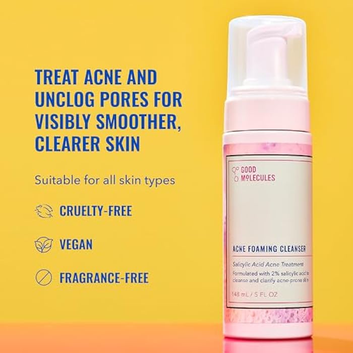 Good Molecules Acne Foaming Cleanser - 2% Salicylic Acid Foam Cleanser - Gentle Acne Face Wash with Alcohol Free Witch Hazel and Aloe - Skin Care for Face - Image 2