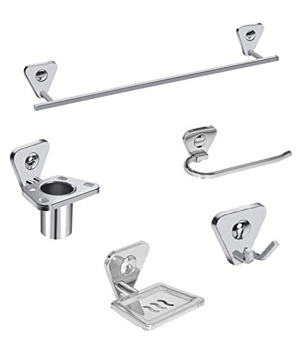 Handy Handy High Grade Stainless Steel Bathroom Accessories Set of 5 (Towel Rod, Napkin Ring, Tumbler Holder, Soap Dish)  - Image 1