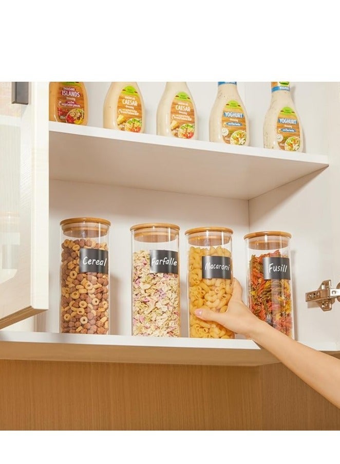 HOME ZONE 8 Piece 30.43oz (900ml) Glass Jars with Bamboo Lids Airtight Seal Food Storage Containers for Kitchen Organization Clear Canisters with Labels - Image 4