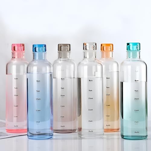 Mevanta Glass Borosilicate Water Bottle With Cap 500 ML Leak Proof & Airtight Lid with Time Marker Water Bottle For Home,Office,School, College, Gym, Daily Uses (Multi color Set of 2) - Image 4