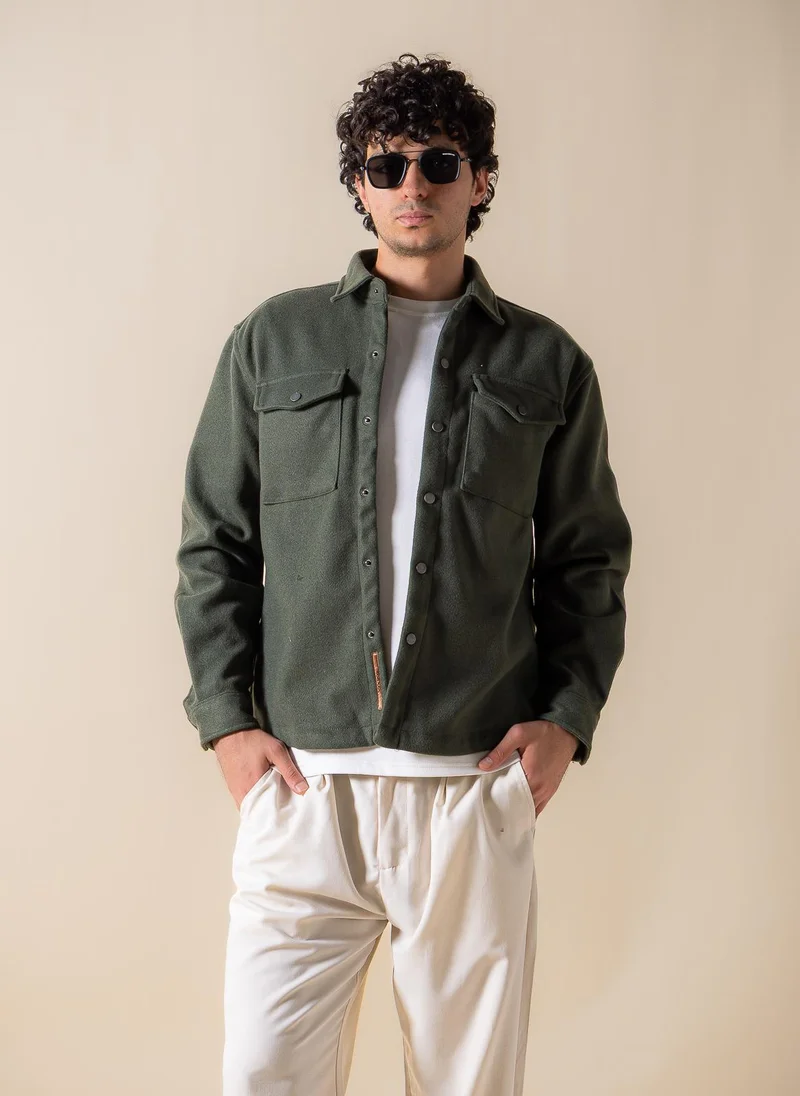 SHAPES SUEDE DETAILED OVER SHIRT