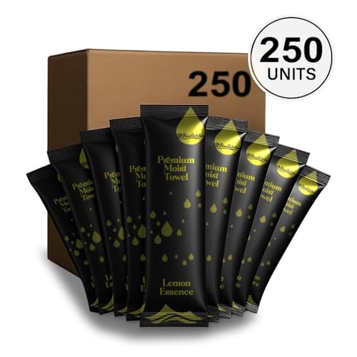 BlueWater Premium Moist Towels 250 Count Lemon Black Packaging Individually Wrapped SingleUse Refreshing Towelettes for Hot or Cold Use - Image 5
