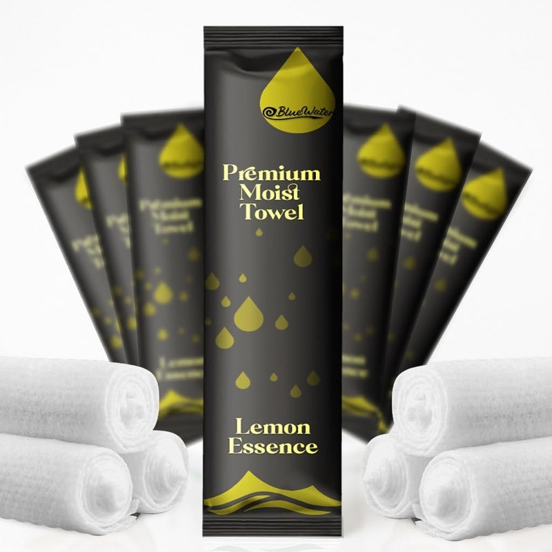 BlueWater Premium Moist Towels 250 Count Lemon Black Packaging Individually Wrapped SingleUse Refreshing Towelettes for Hot or Cold Use - Image 3