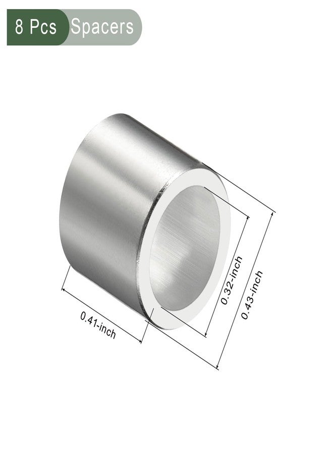 YOKIVE 8 Pcs Inline Axle Bearing Spacers, Skates Speed Spacer, Great for 8mm Axle Roller (Silver, 11 x 8.1 x 10.3mm) - Image 2