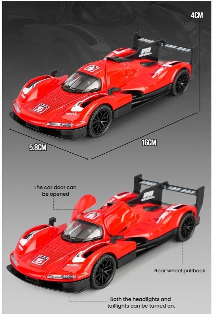 1:32 Porsche Le Mans 963 Diecast Alloy Model Car with Pull Back Function Working Lights Collectible Toy Car - Image 2