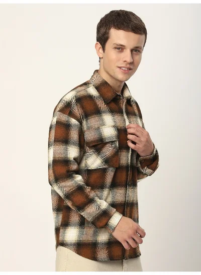 Beyoung Brown Recycled Plaid Flannel Shirt