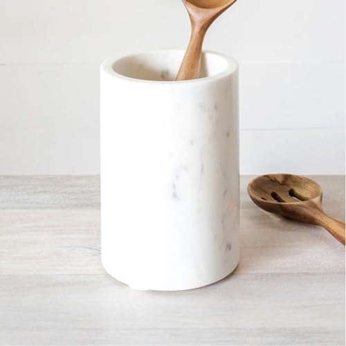 100 North Cooking Tools Organizer White 7 x 5 Inches Marble Kitchen Utensil Holder - Image 3