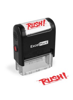 ExcelMark Rush Self Inking Rubber Stamp - Red Ink  - Image 1