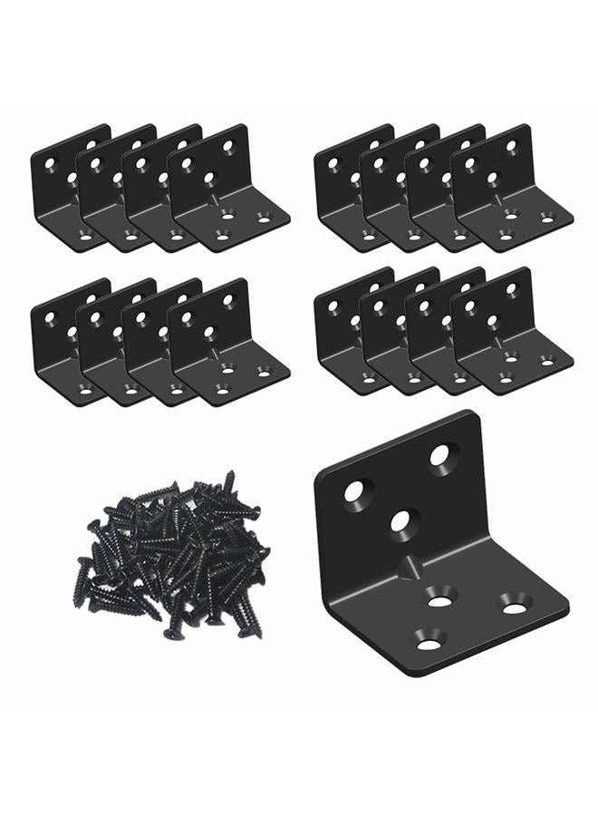 Aufuga Black Stainless Steel Shelf Bracket,Joint Right Angle Bracket,L Shape Heavy Duty Metal Corner Brace Shelf Supporter (16 Pcs) (1.5x1.18x1.18x0.06) - Image 1