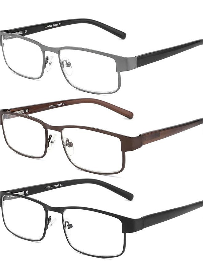 JJWELL 3 Pack Blue Light Blocking Reading Glasses for Men Anti Computer Glare/Eyestrain Spring Hinge Readers with Pouches, Gunmetal Black Brown, 2.50 x - Image 1