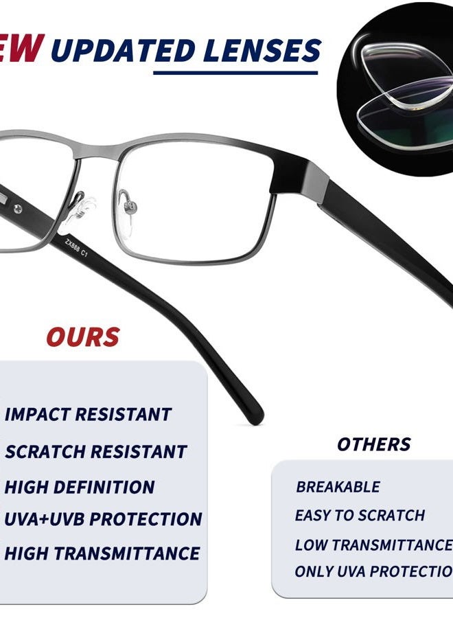 JJWELL 3 Pack Blue Light Blocking Reading Glasses for Men Anti Computer Glare/Eyestrain Spring Hinge Readers with Pouches, Gunmetal Black Brown, 2.50 x - Image 2