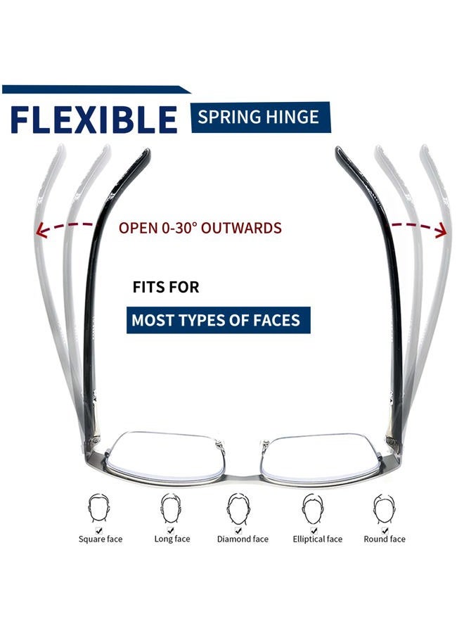 JJWELL 3 Pack Blue Light Blocking Reading Glasses for Men Anti Computer Glare/Eyestrain Spring Hinge Readers with Pouches, Gunmetal Black Brown, 2.50 x - Image 3