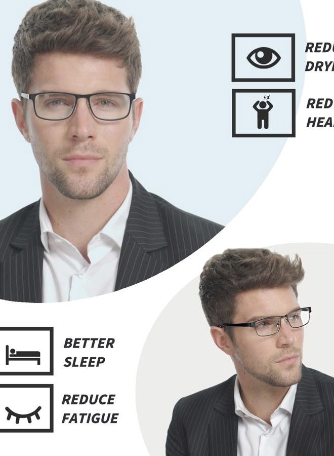 JJWELL 3 Pack Blue Light Blocking Reading Glasses for Men Anti Computer Glare/Eyestrain Spring Hinge Readers with Pouches, Gunmetal Black Brown, 2.50 x - Image 5