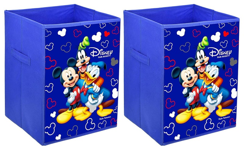 Kuber Industries Kuber Industries Disney Team Mickey Print Non Woven Fabric Foldable Laundry Organiser with Handles (Set of 2, Royal Blue)-KUBMART3450  - Image 1