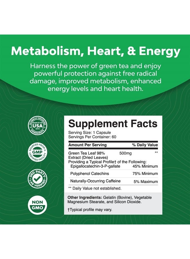 Natures Craft Green Tea Extract Capsules - Pure Extract - Weight Loss Pills - Burn Belly Fat - Metabolism Booster - Lose Weight Fast - for Men and Women Natural Detox Cleanse - Image 3