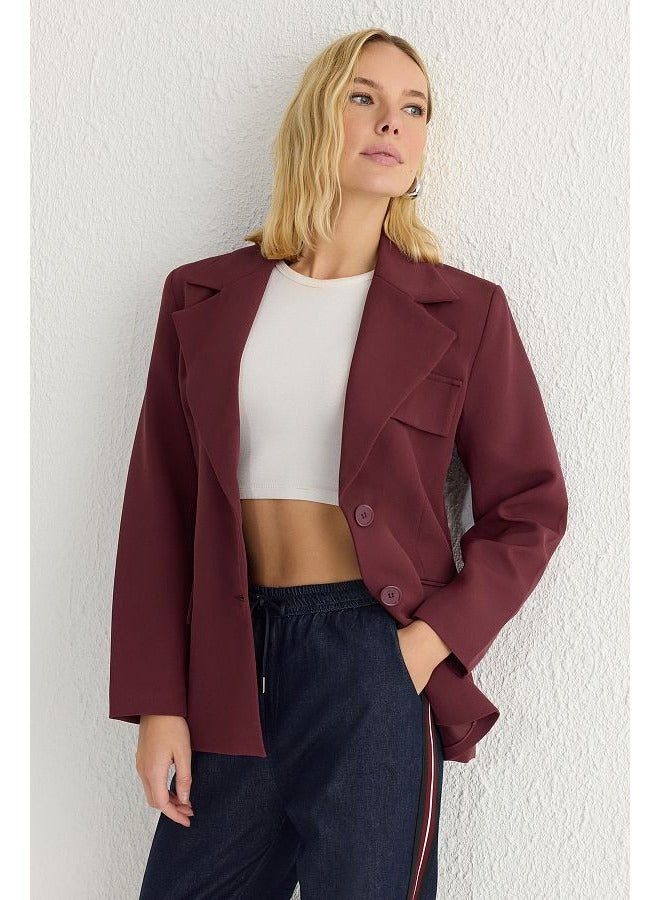 trendyol Claret Red Oversize Lined Woven Blazer Jacket TWOSS22CE0077 - Image 1