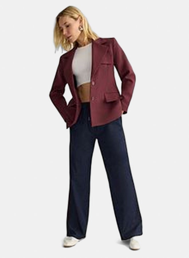trendyol Claret Red Oversize Lined Woven Blazer Jacket TWOSS22CE0077 - Image 3