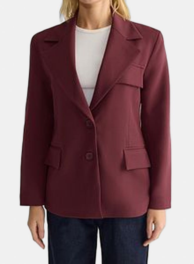 trendyol Claret Red Oversize Lined Woven Blazer Jacket TWOSS22CE0077 - Image 2