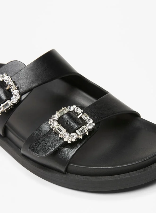 سيليست Women's Buckle Detail Slip-On Flat Sandals