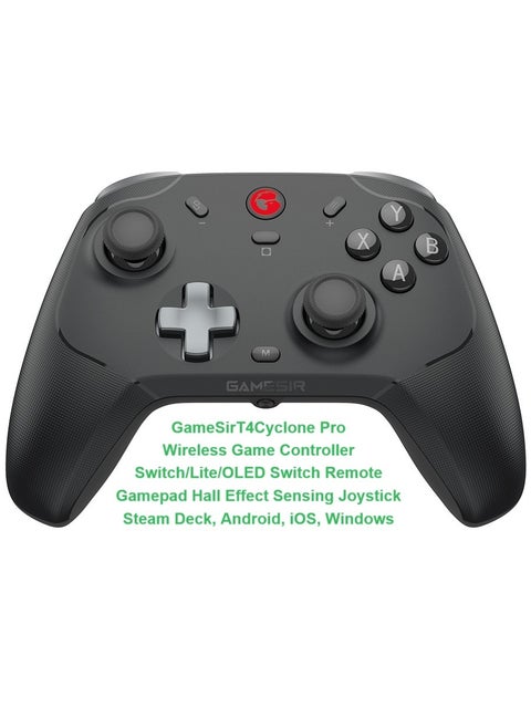 Wireless Gamepad GameSir T4 Cyclone Pro Bluetooth Game Controller for Switch/Lite/OLED Switch Remote Gamepad with Hall Effect Sensing Joystick, Compatible with Steam Deck, Android, iOS, Windows Black
