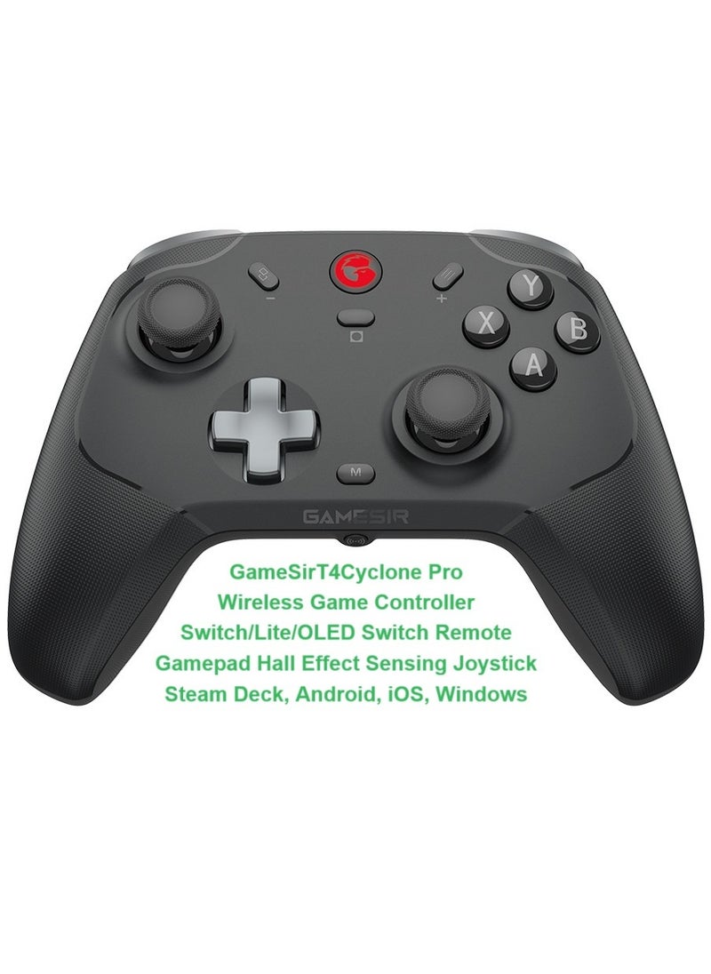 Wireless Gamepad GameSir T4 Cyclone Pro Bluetooth Game Controller for Switch/Lite/OLED Switch Remote Gamepad with Hall Effect Sensing Joystick, Compatible with Steam Deck, Android, iOS, Windows Black