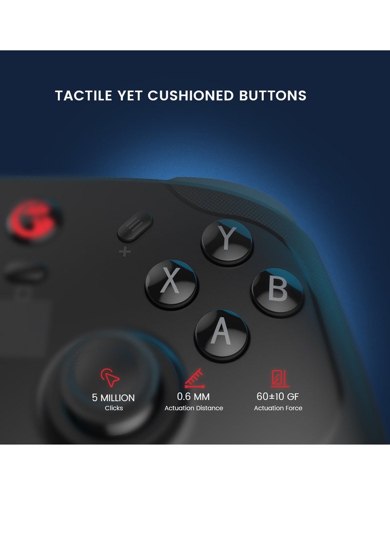 Wireless Gamepad GameSir T4 Cyclone Pro Bluetooth Game Controller for Switch/Lite/OLED Switch Remote Gamepad with Hall Effect Sensing Joystick, Compatible with Steam Deck, Android, iOS, Windows Black