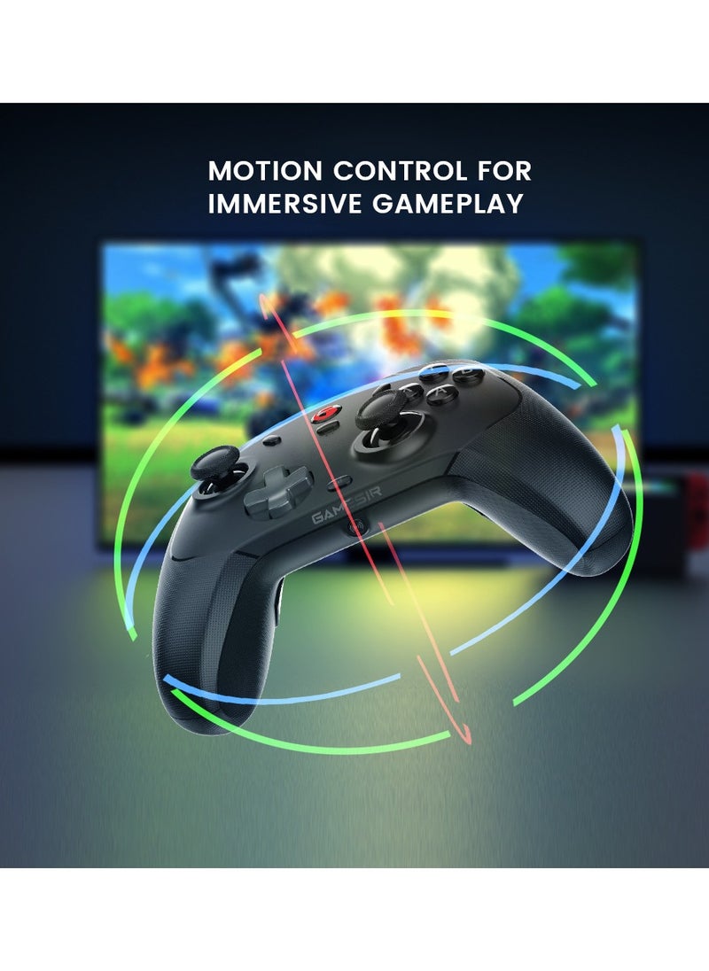 Wireless Gamepad GameSir T4 Cyclone Pro Bluetooth Game Controller for Switch/Lite/OLED Switch Remote Gamepad with Hall Effect Sensing Joystick, Compatible with Steam Deck, Android, iOS, Windows Black