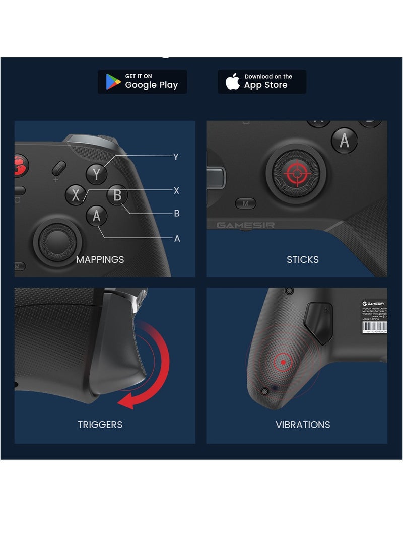 Wireless Gamepad GameSir T4 Cyclone Pro Bluetooth Game Controller for Switch/Lite/OLED Switch Remote Gamepad with Hall Effect Sensing Joystick, Compatible with Steam Deck, Android, iOS, Windows Black