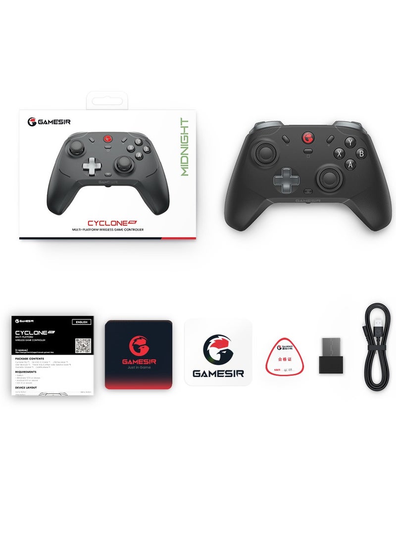 Wireless Gamepad GameSir T4 Cyclone Pro Bluetooth Game Controller for Switch/Lite/OLED Switch Remote Gamepad with Hall Effect Sensing Joystick, Compatible with Steam Deck, Android, iOS, Windows Black